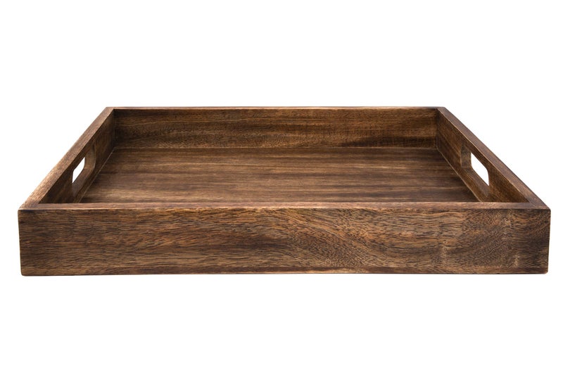 GoCraft Handmade Classic Wooden Tray â€“ Large 16.5" Mango Wood Serving Tray with Handles â€“ Elegant Kitchen & Dining Accessory â€“ Ideal for Breakfast in Bed, Coffee, Tea - Image 3